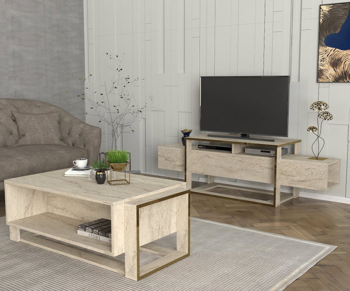 Hanah Home Soporte para TV Travertino